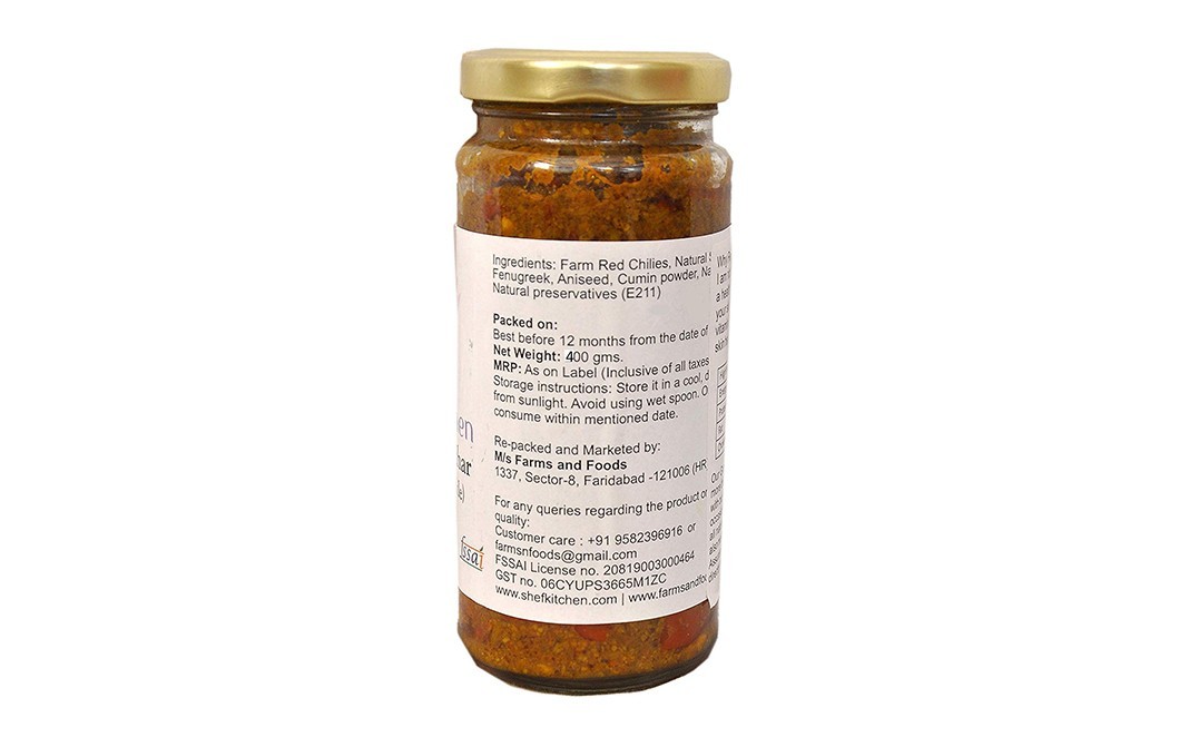 Shef's Kitchen Lal Mirch Achar (Red Chilli Powder)   Glass Jar  400 grams